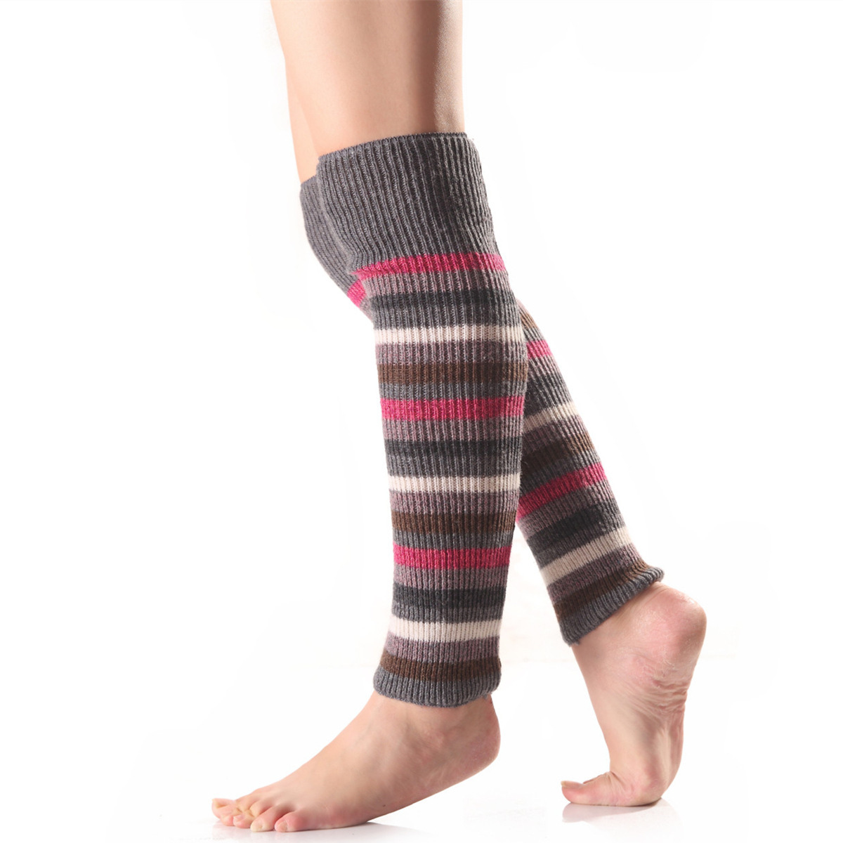 Knit Matching Stripe Pile Leg Warmers Winter Bohemian Wool Warm Boot Cover Cuffs